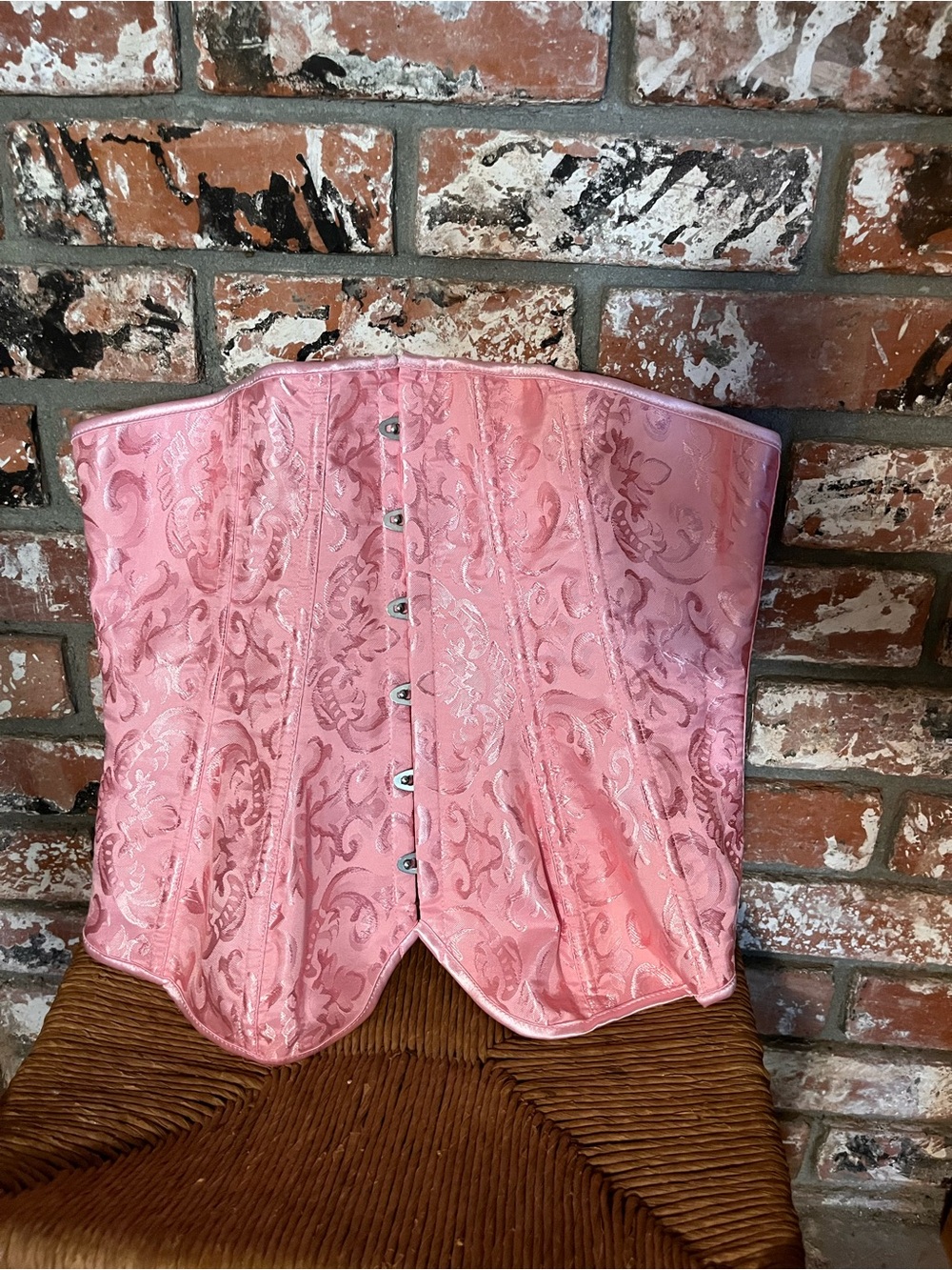 Pink Brocade Overbust Corset
